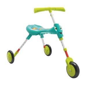 Scuttlebug XL Faltbares Rutsch-Dreirad für Kinder im Alter von 2-4 Jahren, Antennenlenker, Splodge Develop Balance und Koordination, XL Räder für super lustige Offroad-Abenteuer, grün und blau
