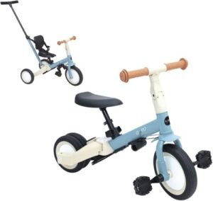 Olmitos Evolutionäres Babydreirad, 5-in-1, Kinderfahrrad von 1 Jahr bis 5 Jahren, vom Dreirad zum Fahrrad mit oder ohne Pedale – anpassbar und transformierbar (Blau)