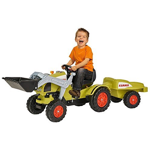 BIG – Claas Celtis Loader mit Anhänger – Kindertrettraktoren, Spielfahrzeug mit Präzisionskettenantrieb, 3-fach verstellbarer Sitz, bis 50 kg, Claas Lizenz, für Kinder ab 3 Jahren