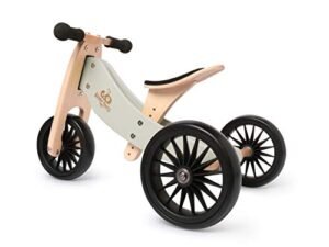 Kinderfeets 2-in-1 Holz Balance Fahrrad Dreirad Tiny Tots Plus – Silber Salbei