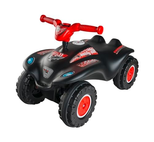 BIG Bobby Car Quad Racing (schwarz-rot) – Kinder-Rutschauto ab 3 Jahre mit Lenker, Hupe und Offroad-Reifen, Auto für Mädchen und Jungen von 3-7 Jahre (max. 50 kg)