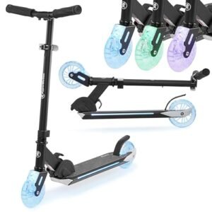 HyperMotion Scooter für Kinder von 3-8 Jahren, Zweirad Scooter Willy, Faltbar, Höhenverstellbarer Lenker, Gummiräder, rutschfeste Plattform, Belastbarkeit bis 40 kg, Schwarz