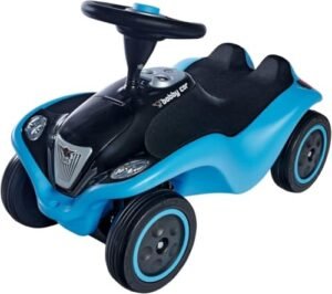 BIG-Bobby-Car NEXT – Deluxe Variante, Kinderfahrzeug mit LED-Front Scheinwerfer, Flüsterreifen und weichem Sitz, belastbar bis zu 50 kg, Rutschfahrzeug für Kinder ab 1 Jahr, Blau